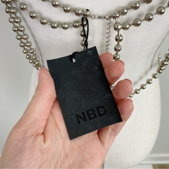 NBD Ball Chain Cropped Tank in Silver - Picture 8 of 8